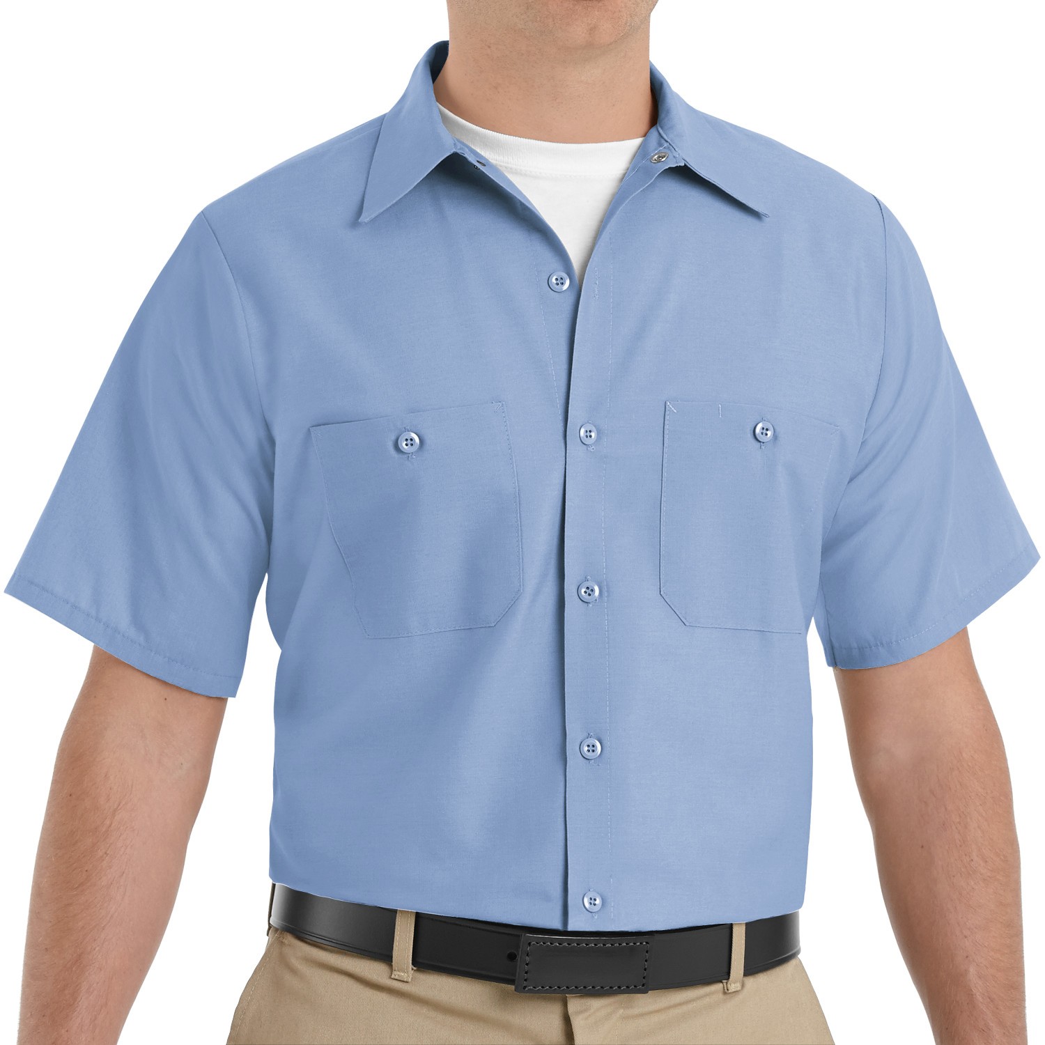 Red Kap SP24 Men's Industrial Work Shirt - Short Sleeve - Light Blue ...