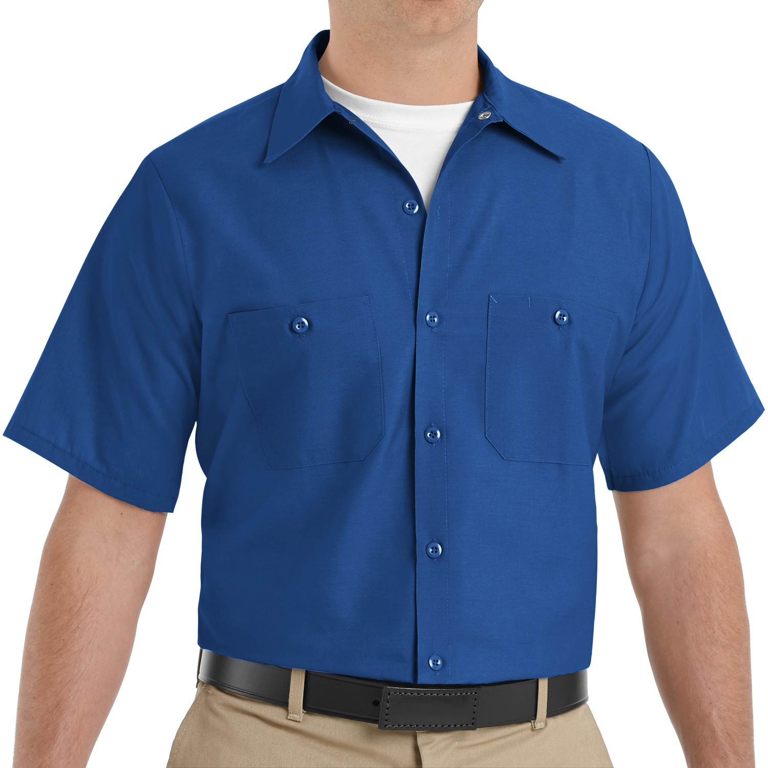 Lot of 3 Mens Short Sleeve  Blue Work Uniform Shirt XLarge 2BY4 Clothes 