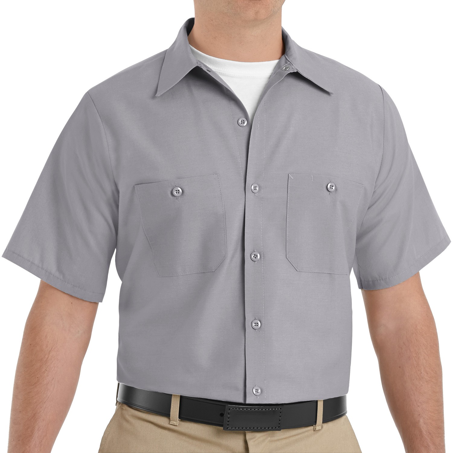 Red Kap SP24 Men's Industrial Work Shirt Short Sleeve Silver Grey  Full Source