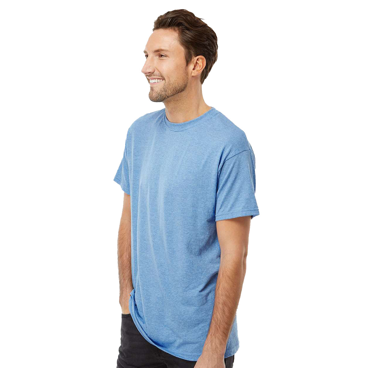 M&O 4800 Gold Soft Touch TShirt Light Blue Heather