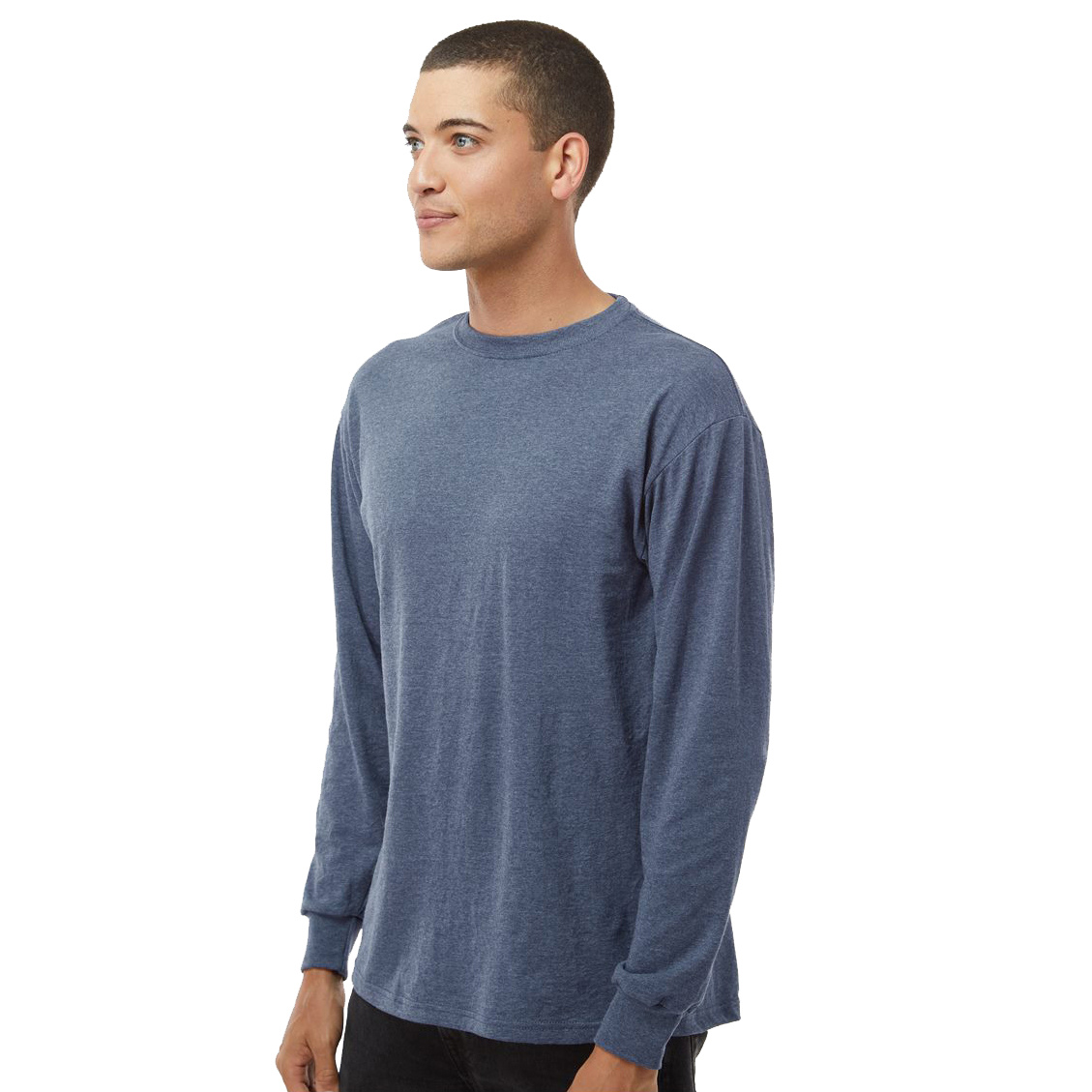 M&O 4820 Gold Soft Touch Long Sleeve T-Shirt - Heather Navy | Full Source