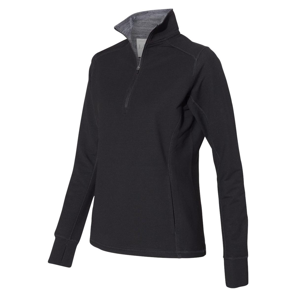 J. America 8433 Women's Omega Stretch Quarter-Zip Pullover - Black ...