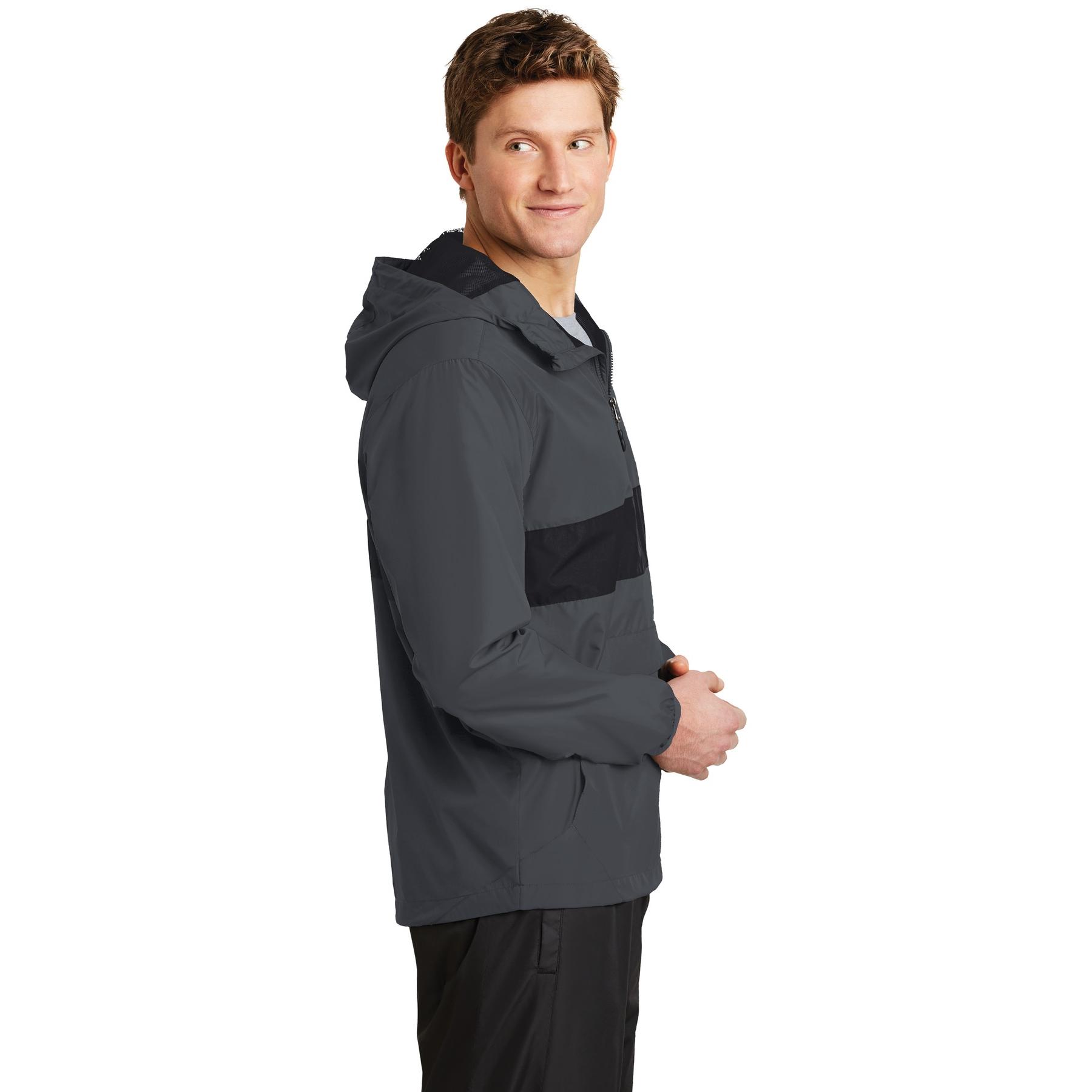 Sport-Tek JST65 Zipped Pocket Anorak - Graphite Grey/Black | Full