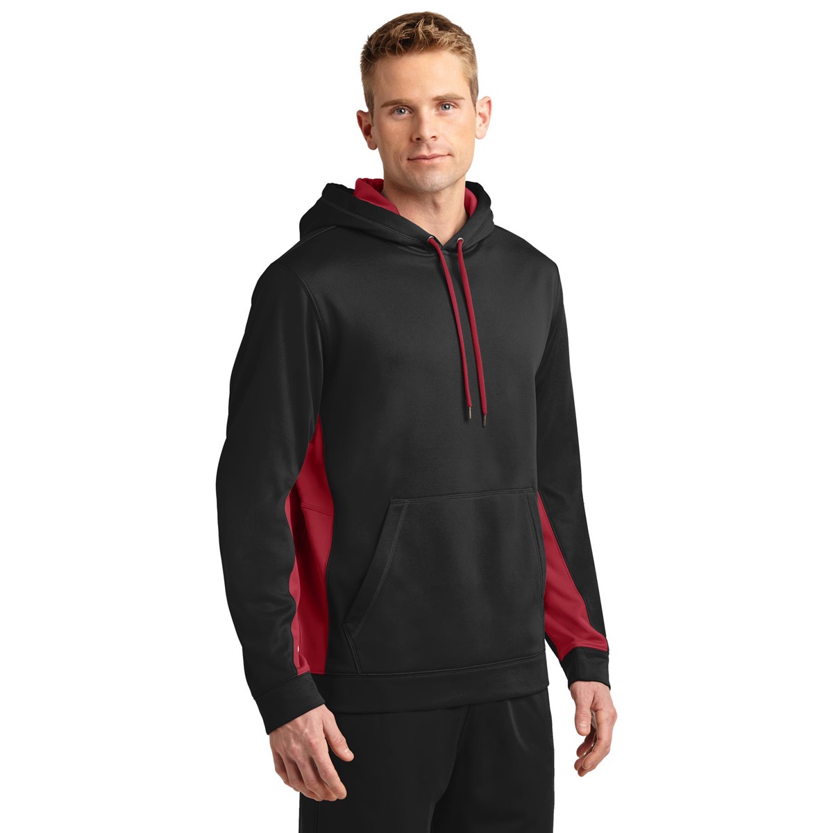 Sport-Tek ST251 Sport-Wick Fleece Short Sleeve Hooded Pullover - Deep Red - M