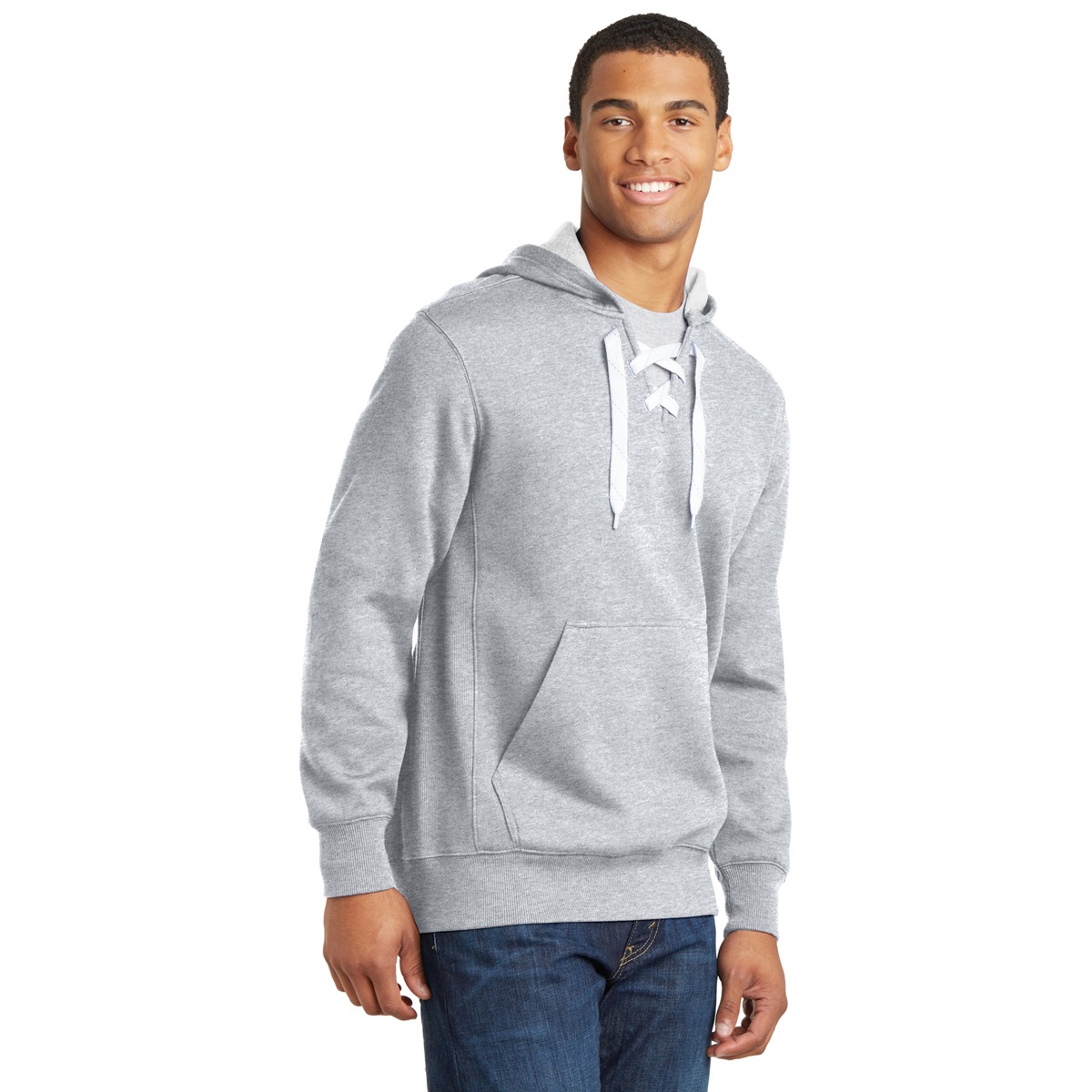 Sport-Tek ST271 Lace Up Pullover Hooded Sweatshirt - Athletic Heather ...