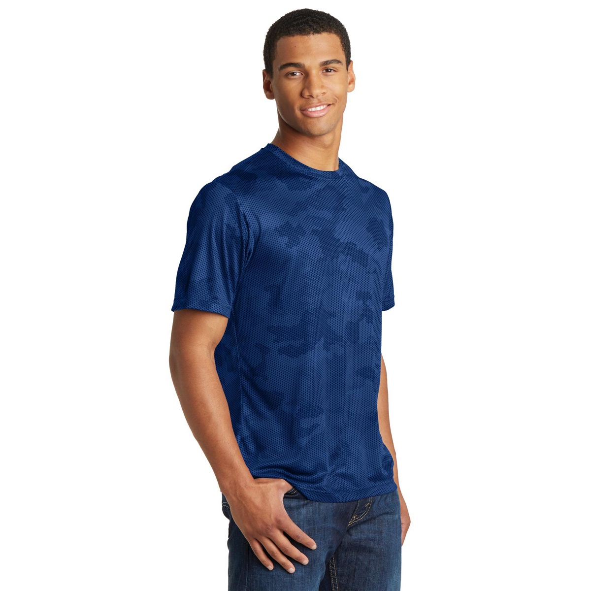 Sport-Tek ST370 CamoHex Tee - True Royal | Full Source