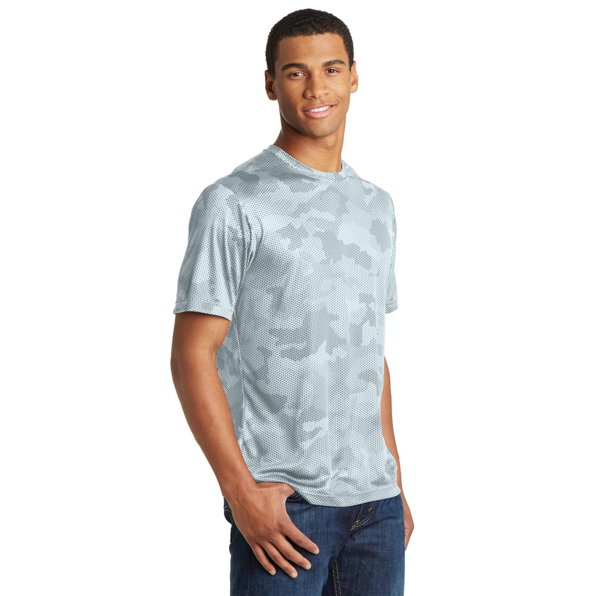 Sport-Tek ST370 CamoHex Tee - White | Full Source