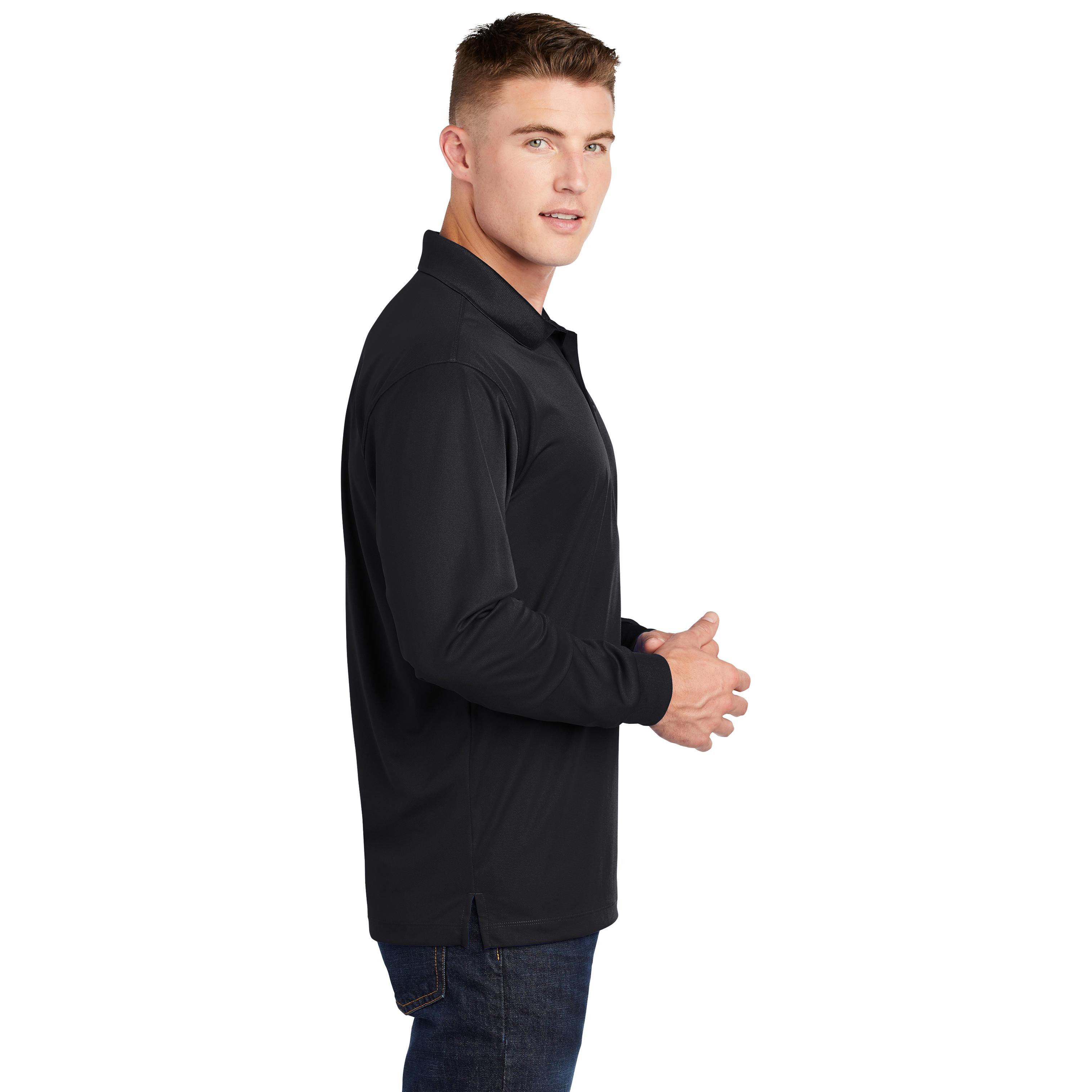 Sport-Tek ST657 Long Sleeve Micropique Sport-Wick Polo - Black