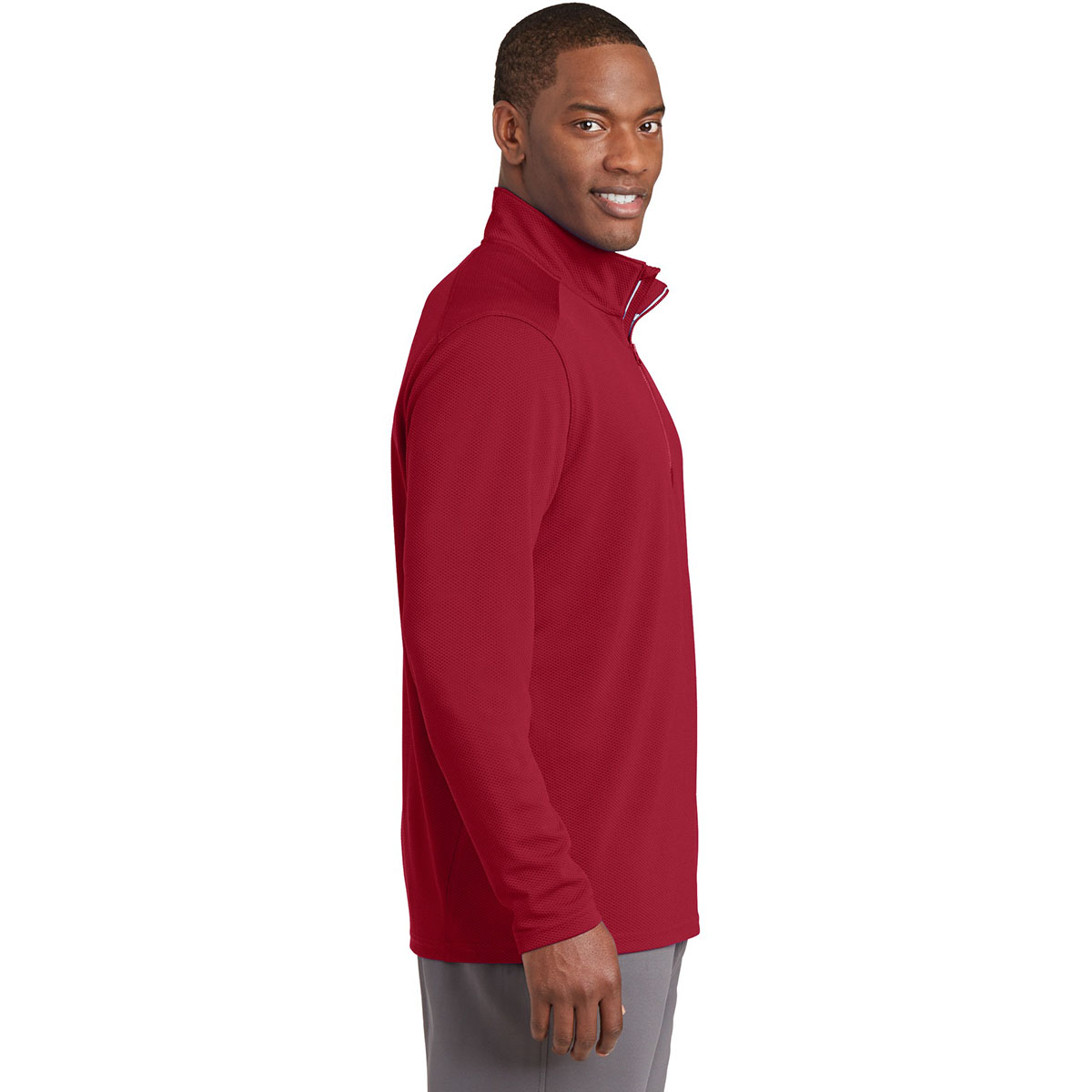 Sport-Tek ST860 Sport-Wick Textured 1/4-Zip Pullover - Deep Red