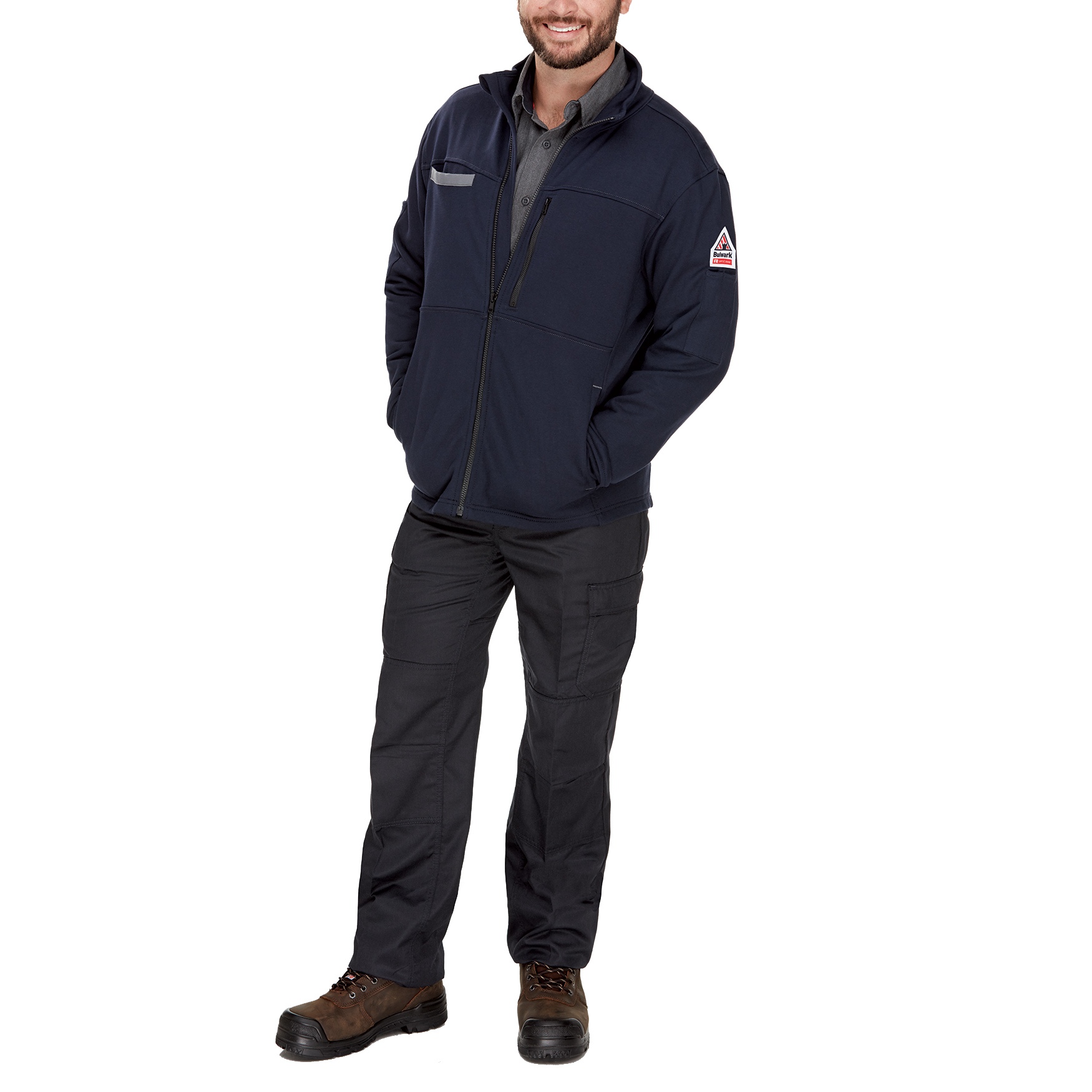 Bulwark FR SEZ3 Men's Fleece FR ZipUp Jacket Navy Full Source