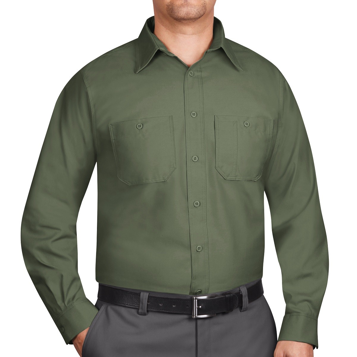 Olive green long sleeve shirt dress up