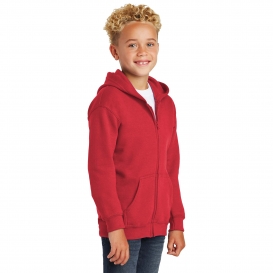 Gildan 18600B Youth Heavy Blend Full-Zip Hooded Sweatshirt - Red