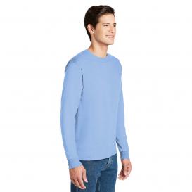 Hanes 5586 Authentic 100% Cotton Long Sleeve T-Shirt - Light Blue