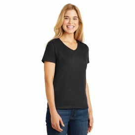 Hanes 5780 Ladies ComfortSoft V-Neck Tee - Black