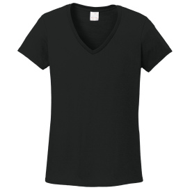 Gildan 5V00L Ladies Heavy Cotton V-Neck T-Shirt - Black