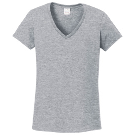 Gildan 5V00L Ladies Heavy Cotton/Polyester V-Neck T-Shirt - Sport Grey