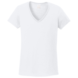 Gildan 5V00L Ladies Heavy Cotton V-Neck T-Shirt - White