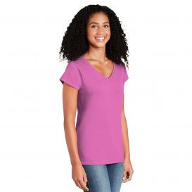 Gildan 64V00L Softstyle Junior Fit V-Neck T-Shirt - Azalea