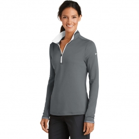 Nike 779796 Ladies Dri-FIT Stretch 1/2-Zip Cover-Up - Dark Grey/White