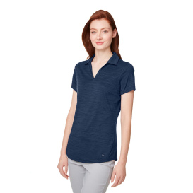 PUMA Golf 597695 Ladies Cloudspun Free V-Neck Polo - Navy Blazer Heather