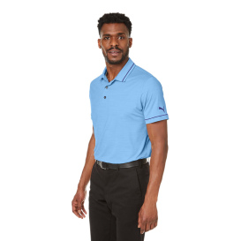 PUMA Golf 599117 Cloudspun Monarch Polo - Placid Blue Heather/Navy Blazer