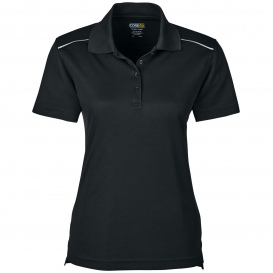 Core 365 78181R Ladies Radiant Performance Pique Polo with Reflective Piping - Black