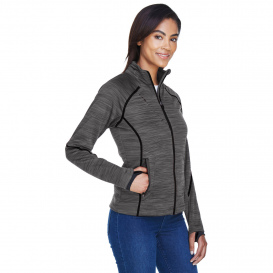 North End 78697 Ladies Flux Melange Bonded Fleece Jacket - Carbon/Black