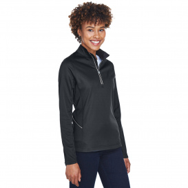 UltraClub 8230L Ladies Cool & Dry Sport Quarter-Zip Pullover - Black