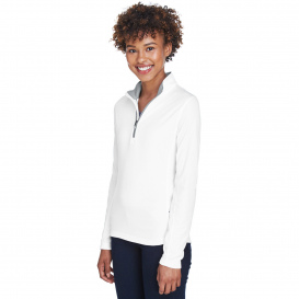 UltraClub 8230L Ladies Cool & Dry Sport Quarter-Zip Pullover - White