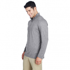 UltraClub 8618 Men\'s Cool & Dry Heathered Performance 1/4-Zip - Charcoal Heather