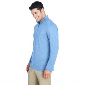 UltraClub 8618 Men\'s Cool & Dry Heathered Performance 1/4-Zip - Columbia Blue Heather