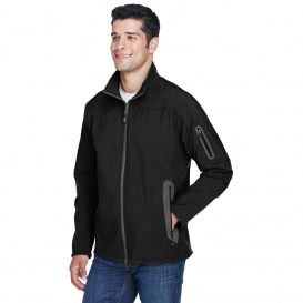 North End 88138 Men's Three Layer Fleece Bonded Soft Shell Technical Jacket - Black
