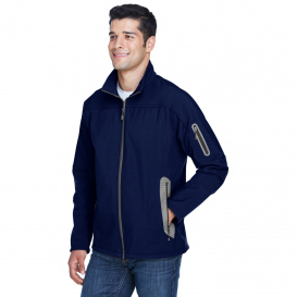 North End 88138 Men\'s Three Layer Fleece Bonded Soft Shell Technical Jacket - Classic Navy