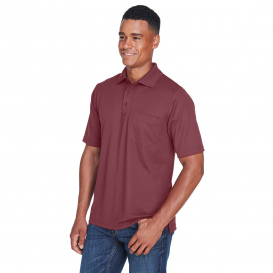 Core 365 88181P Men's Origin Performance Pique Polo with Pocket - Burgundy