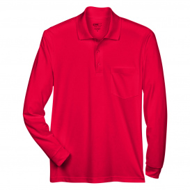 Core 365 88192P Adult Pinnacle Performance Long-Sleeve Pique Polo with Pocket - Classic Red