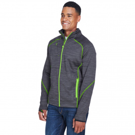 North End 88697 Men\'s Flux Melange Bonded Fleece Jacket - Carbon/Acid Green