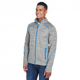 North End 88697 Men\'s Flux Melange Bonded Fleece Jacket - Platinum/Olympic Blue