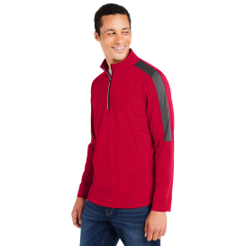 Core 365 CE404 Market Snag Protect Mesh Colorblock Quarter-Zip - Classic Red/Carbon