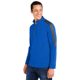 Core 365 CE404 Market Snag Protect Mesh Colorblock Quarter-Zip - True Royal/Carbon