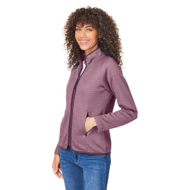 Core 365 CE72W Ladies Venture Heathered Stripe Full-Zip - Burgundy/White