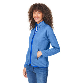 Core 365 CE72W Ladies Venture Heathered Stripe Full-Zip - True Royal/White