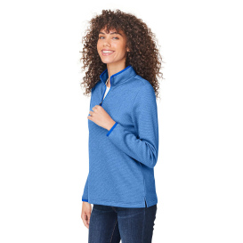 Core 365 CE73W Ladies Venture Heathered Stripe Quarter-Zip - True Royal/White