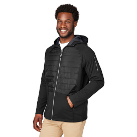 Core 365 CE808 Unisex Techno Lite Hybrid Hooded Jacket - Black