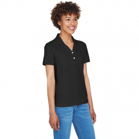 Devon & Jones D100W Ladies Pima Pique Y-Collar Polo - Black