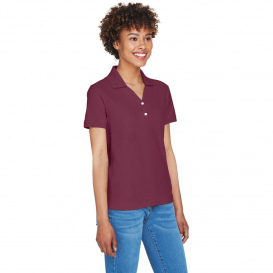 Devon & Jones D100W Ladies Pima Pique Y-Collar Polo - Burgundy