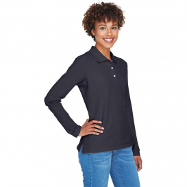 Devon & Jones D110W Ladies Pima Pique Long Sleeve Polo - Navy