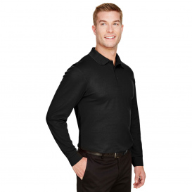 Devon & Jones DG20L CrownLux Performance Plaited Long Sleeve Polo - Black