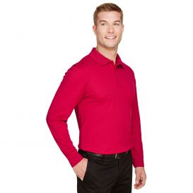 Devon & Jones DG20L CrownLux Performance Plaited Long Sleeve Polo - Red