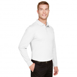 Devon & Jones DG20L CrownLux Performance Plaited Long Sleeve Polo - White