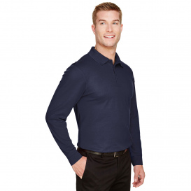 Devon & Jones DG20LT Tall CrownLux Performance Plaited Long Sleeve Polo - Navy